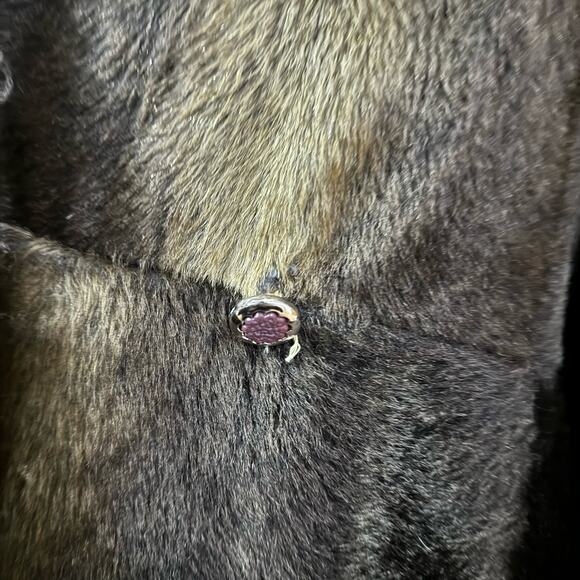 Vintage 1970s Penny Lane Long Brown Coat Faux Fur Size XS-Small - Picture 8 of 8